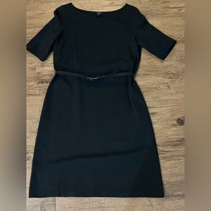 Talbots Womens Shift Mini Dress VN244 Short Sleeve Boat Neck Black Size 6